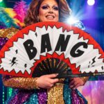 Festival Fan „BANG” z motywem komiksowym w kolorach czerwonym i białym, akcesorium na Rave i imprezę, Widok 5
