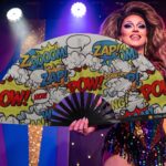 Festival Fan „ZAP BOOM POW”, żółty, w stylu komiksowym, Rave i imprezowy, Widok 5