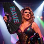 Festival Fan „RAVE”, czarny, turkusowo-różowy, akcesorium w stylu Techno i Rave, Widok 5
