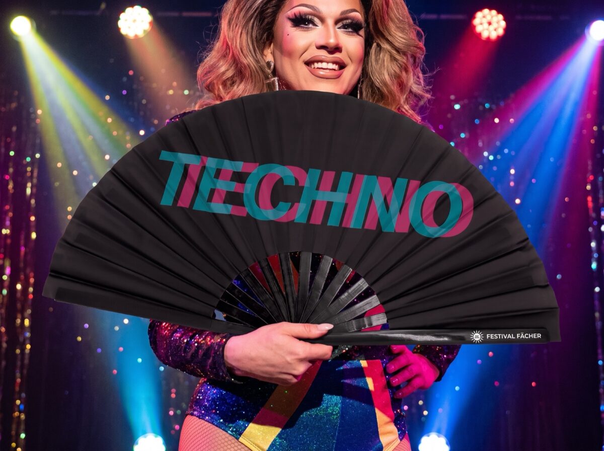 Festival Fan „TECHNO”, czarny, turkusowo-różowy, Techno i Rave, Widok 5