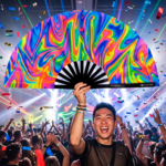 Festival Fan „Psychedelic Fire”, kolorowy, idealny na Techno i Rave, Widok 4