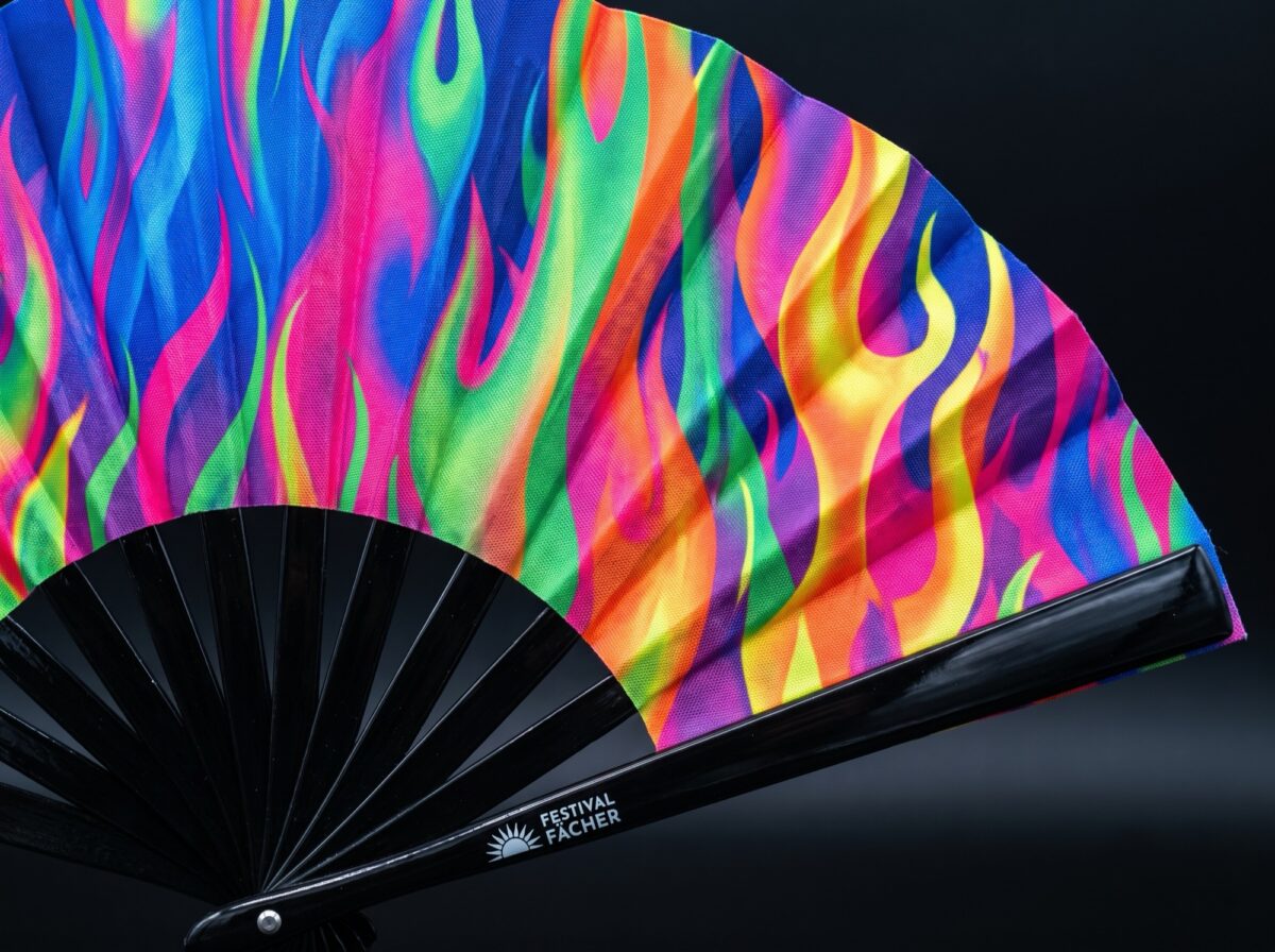 Festival Fan „Psychedelic Fire”, kolorowy, idealny na Techno i Rave, Widok 5