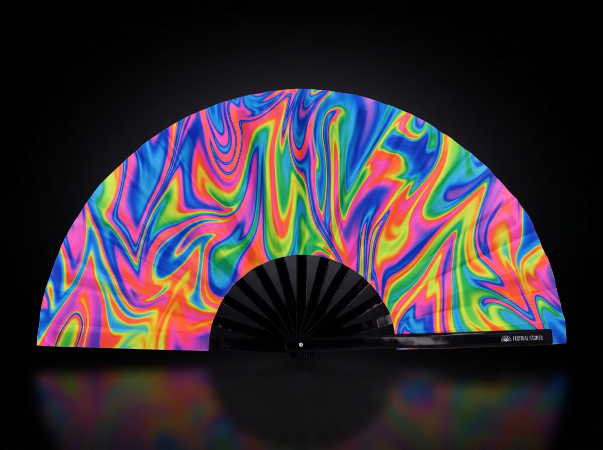 Festival Fan „Psychedelic Fire”, kolorowy, idealny na Techno i Rave