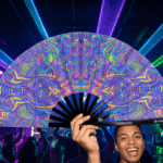 Festival Fan „Psychedelic Mandala” w kolorze fioletowym, idealny na psytrance i Rave, Widok 2
