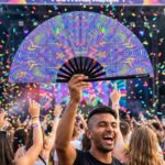 Festival Fan „Psychedelic Mandala” w kolorze fioletowym, idealny na psytrance i Rave, Widok 4