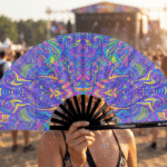 Festival Fan „Psychedelic Mandala” w kolorze fioletowym, idealny na psytrance i Rave, Widok 3