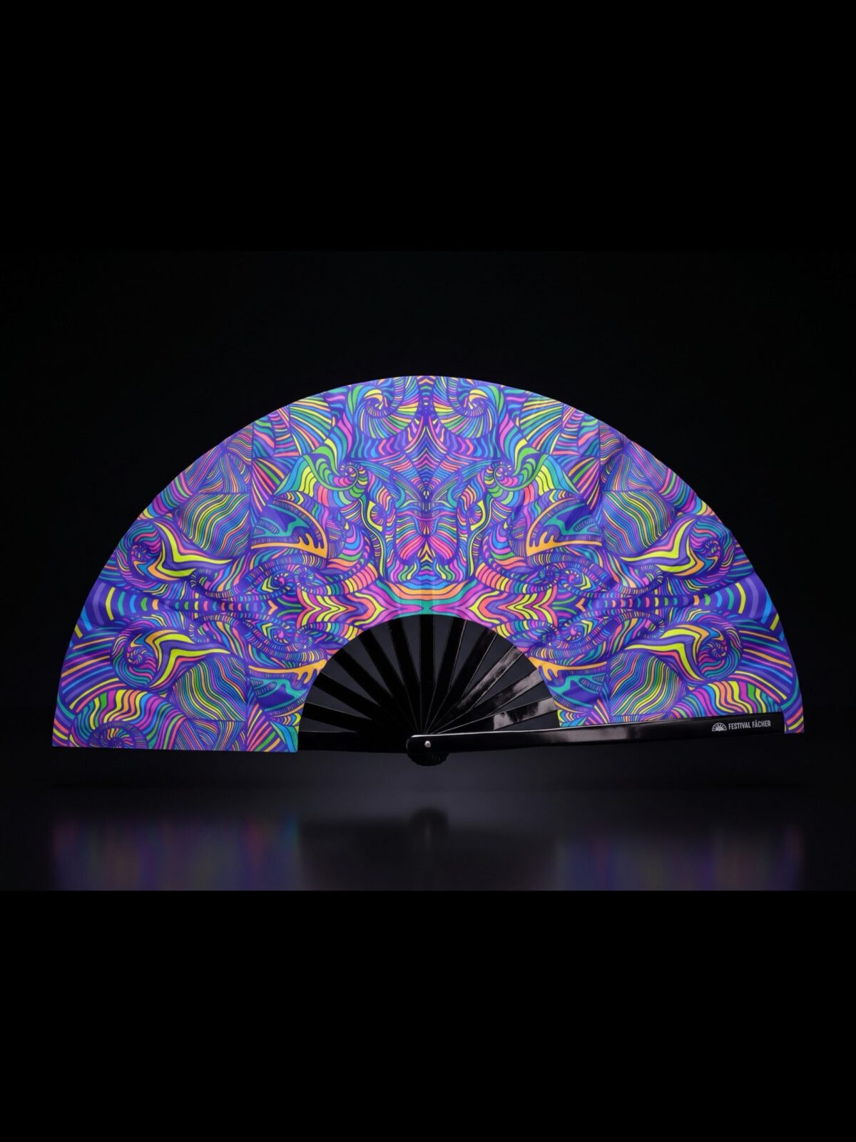 Festival Fan „Psychedelic Mandala” w kolorze fioletowym – idealny na psytrance i Rave
