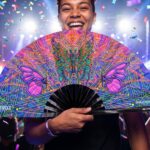 Festival Fan „Motyl-Mandala” w kolorze fioletowym, na psytrance i festiwale, Widok 4