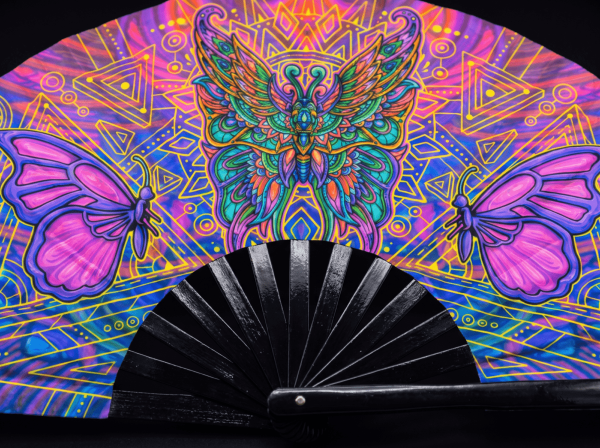 Festival Fan „Motyl-Mandala” w kolorze fioletowym, na psytrance i festiwale, Widok 5