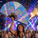 Festival Fan „Motyl-Mandala” w kolorze turkusowym na psytrance i Rave, Widok 4