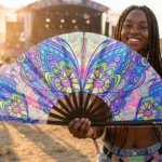 Festival Fan „Motyl-Mandala” w kolorze turkusowym na psytrance i Rave, Widok 3