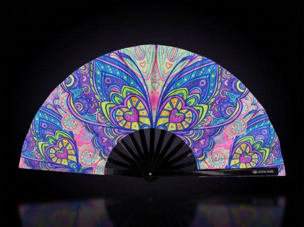 Festival Fan „Motyl-Mandala” w kolorze turkusowym na psytrance i Rave