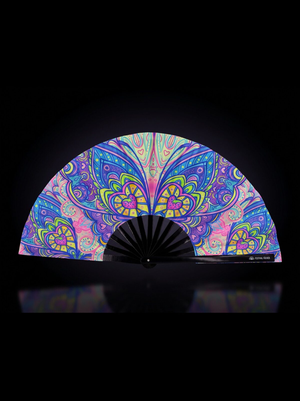 Festival Fan „Motyl-Mandala” w kolorze turkusowym na psytrance i Rave
