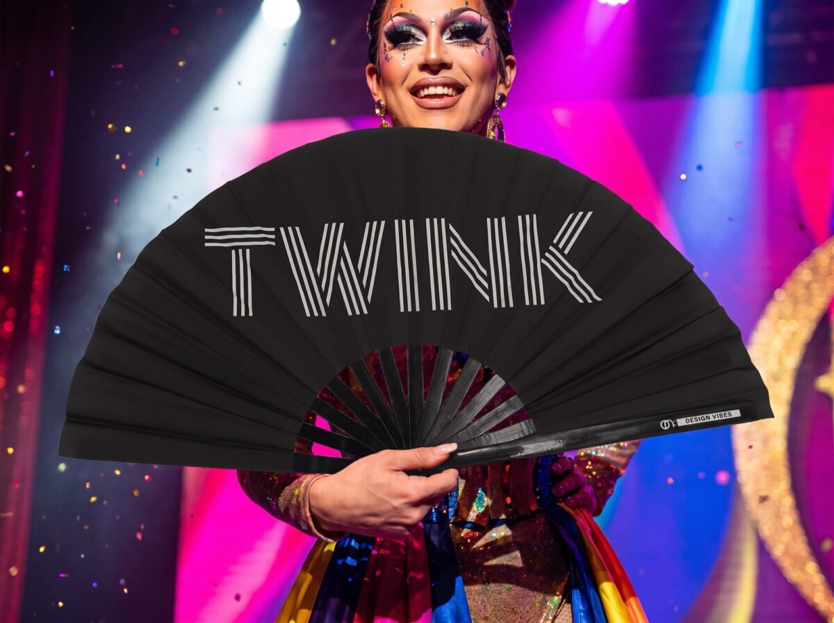 Festival Fan „TWINK” w kolorze czarnym, z motywem Rave i Pride statement, Widok 5