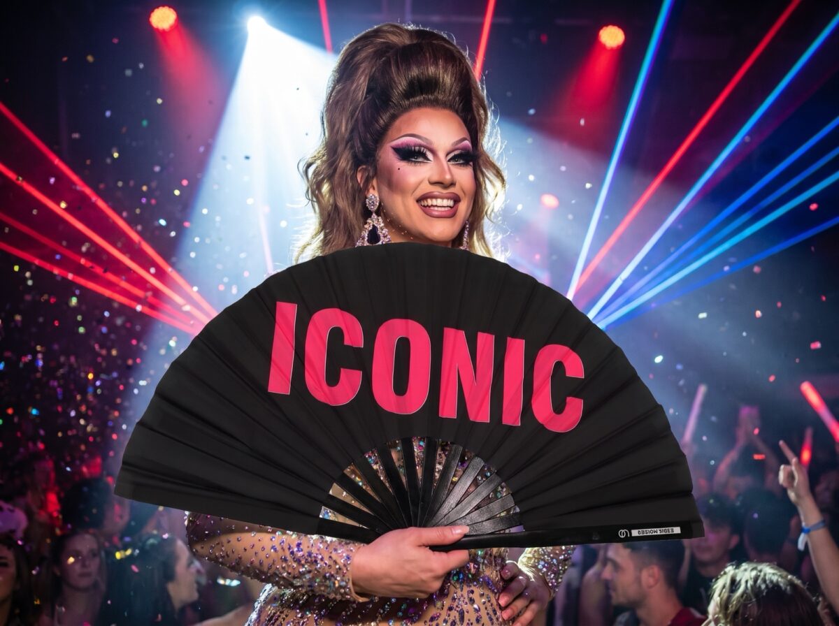 Festival Fan „ICONIC” w kolorze czarno-różowym, rave’owy statement, Widok 5
