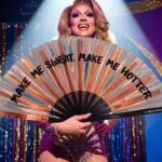 Festival Fan „MAKE ME SWEAT”, holograficzny, w kolorze różowego złota, w stylu Rave, Widok 5