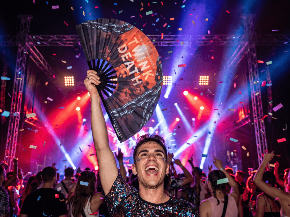 Festival Fan „TWINK DEATH”, czarny, na imprezy Techno i Rave, Widok 4