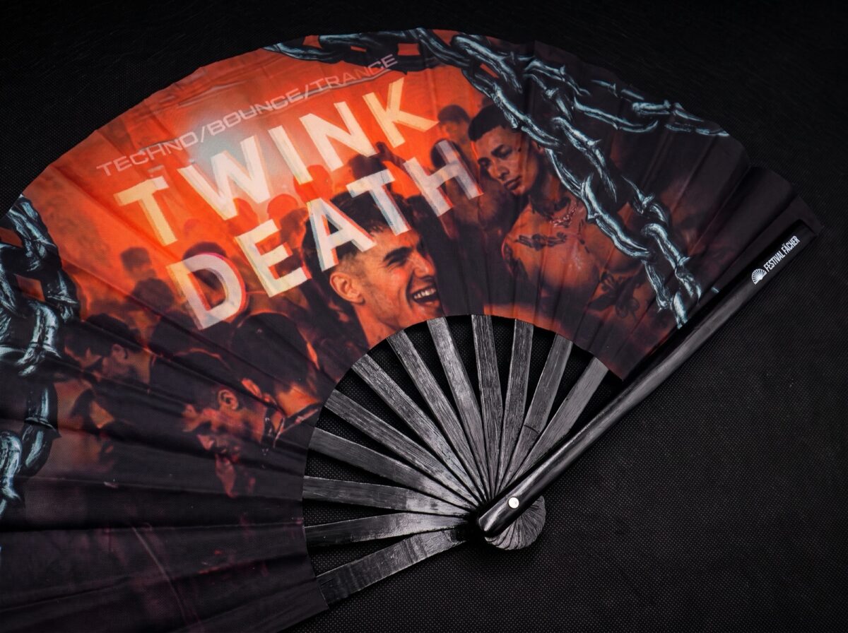 Festival Fan „TWINK DEATH”, czarny, na imprezy Techno i Rave, Widok 5