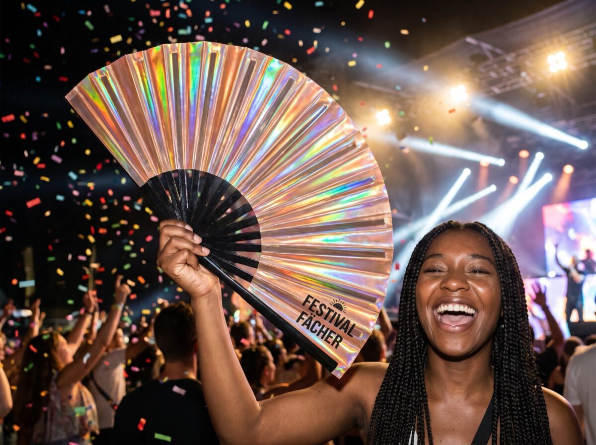 Festival Fan z miedzi z efektem holograficznym na festiwale i Rave, Widok 4