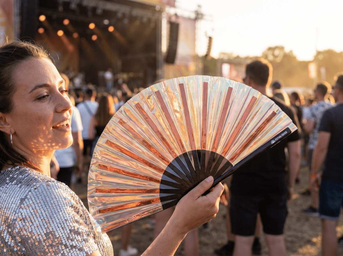 Festival Fan z miedzi z efektem holograficznym na festiwale i Rave, Widok 3