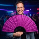 Festival Fan, fioletowy z brokatem na festiwale i imprezy, Widok 2