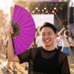 Festival Fan, fioletowy z brokatem na festiwale i imprezy, Widok 3