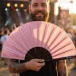 Festival Fan w kolorze różowym z brokatem na festiwale i imprezy, Widok 3