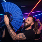Festival Fan w kolorze królewskiego błękitu z brokatem, na festiwale i imprezy, Widok 2
