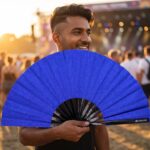 Festival Fan w kolorze królewskiego błękitu z brokatem, na festiwale i imprezy, Widok 3